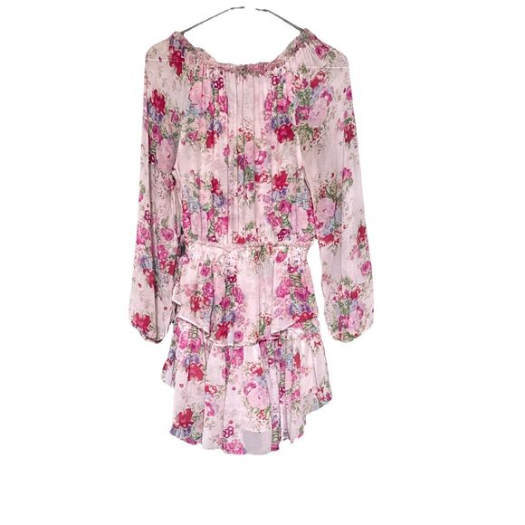 LoveShackFancy Popover Size XS Shimmering Springs Mini Floral Dress Pink - Picture 5 of 13